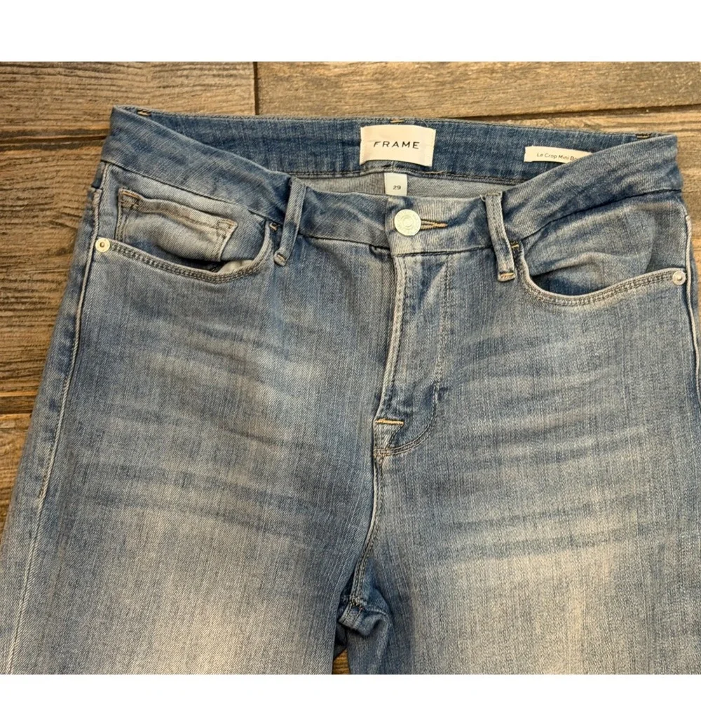 FRAME Le Crop Mini Boot Jeans Kincord Light Wash Raw Frayed Step Hem‎ Size 29 - Picture 5 of 11
